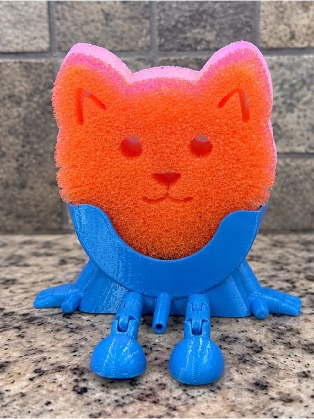 Blue 3D Printed Sponge Holder Kitchen Sink Organizer